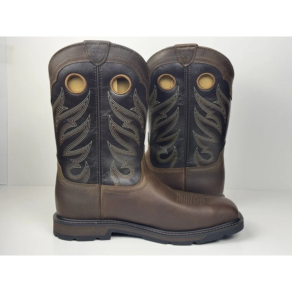 Ariat Groundwork Steel Toe Mens Sz 11 D Bitter Brown Wide Square‎ Toe 10034717